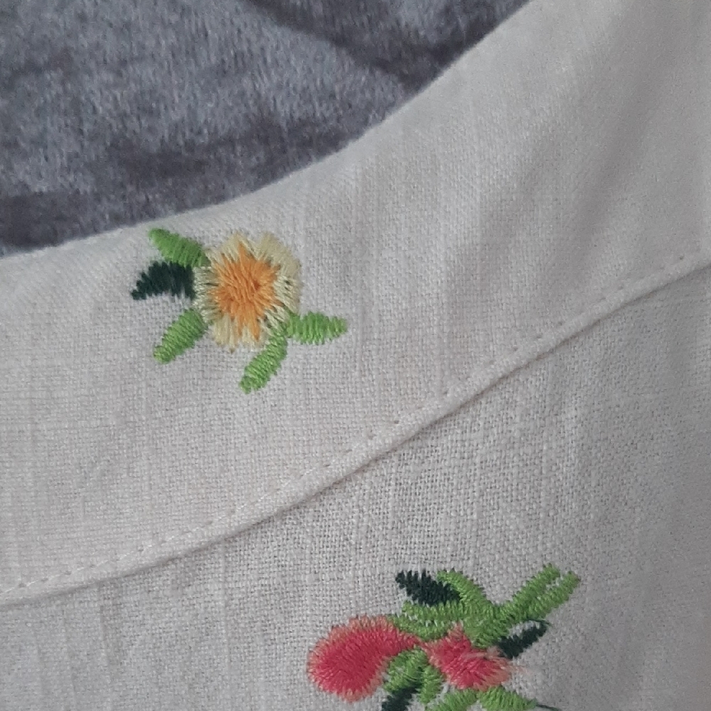 NWT π Dex Floral EMROIDERED Linen Blend Crop Top w Adjustable Straps Sz XL - Picture 3 of 16